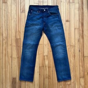 Levis 501 Original Fit Straight Leg Button Fly Jeans Indigo Blue W31 L32